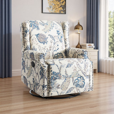29.13" W Upholstered Traditional Swivel Recliner