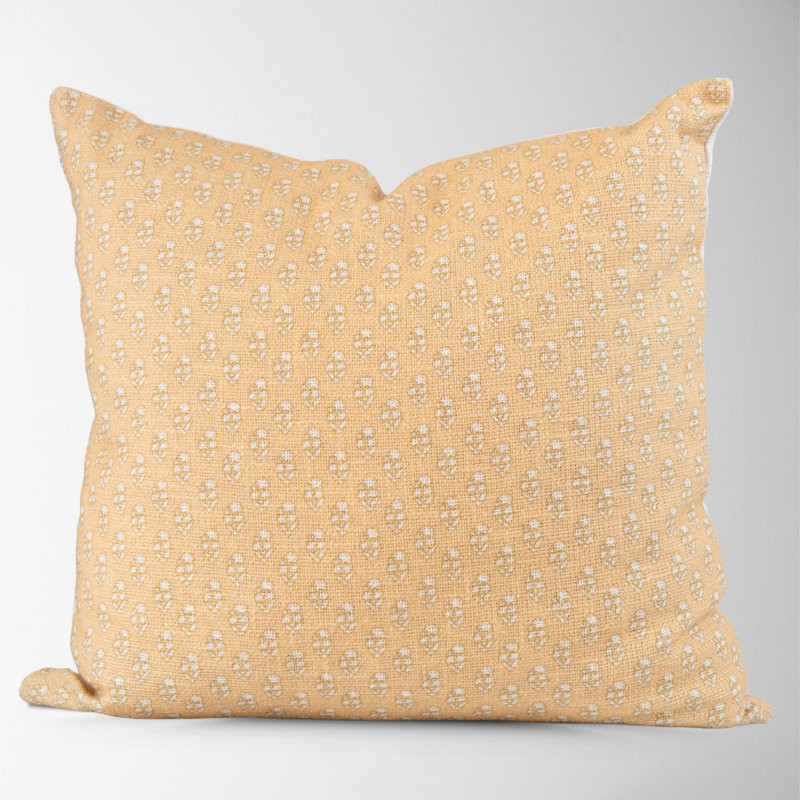  Cotton Throw Square Pillow Cover, Gold Floral