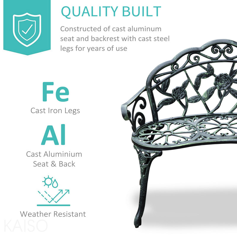 Banc d'extérieur en fonte, mobilier en fonte d'aluminium, banc en métal