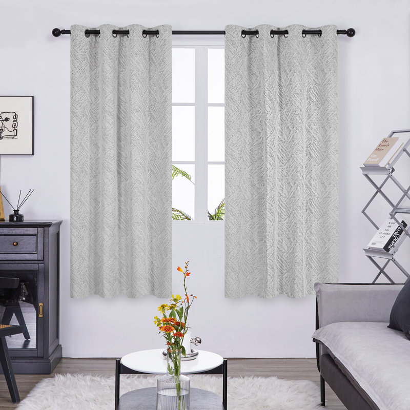 Rideaux en lin texturé occultant Boast, Gris clair, L 52 po x L 63 po