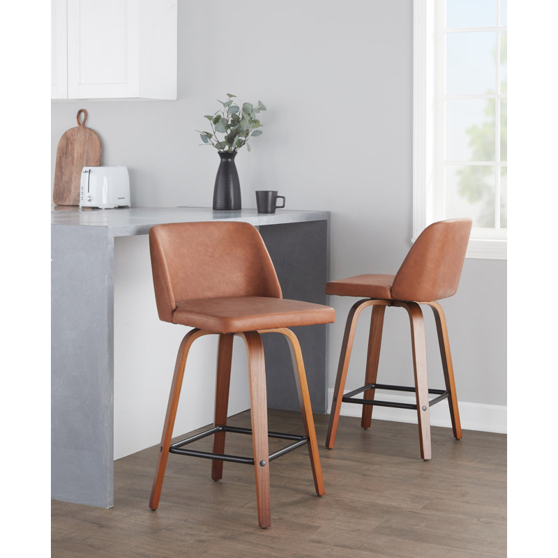 Lakyia Swivel Upholstered Counter Stool with Metal Frame