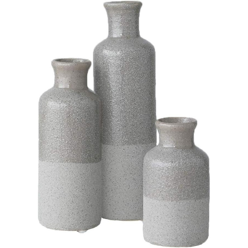 Ceramic vase set (3 pieces), Gray