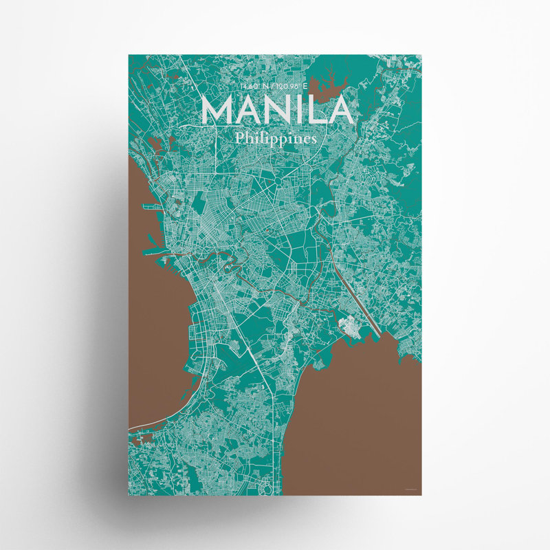 Manila City Map in Nature 1 Piece Wall Art, 36cm H x 24cm W x 0.05cm D