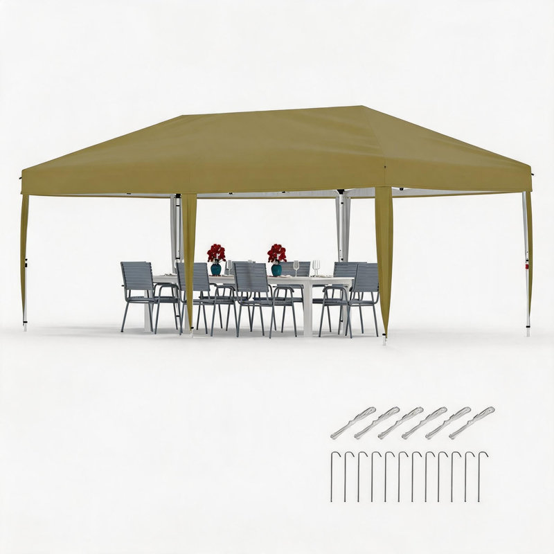 Tente à auvent escamotable 10 x 20, abri facile à monter en fer robuste avec tissu Oxford 210D, abat-jour portatif pour le camping