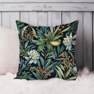 Botanical Plants Pattern V Leaves Pillow Cover