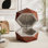 Table basse 36,61 po style rétro Polygon, table basse cylindrique en placage de bois massif
