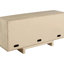 Ensemble de salle à manger 10 pièces avec fini chêne beige, table rectangulaire extensible, chaises en rotin tressé et buffet de rangement pour anniversaire, style bord de mer, dossier escamotable amovible.