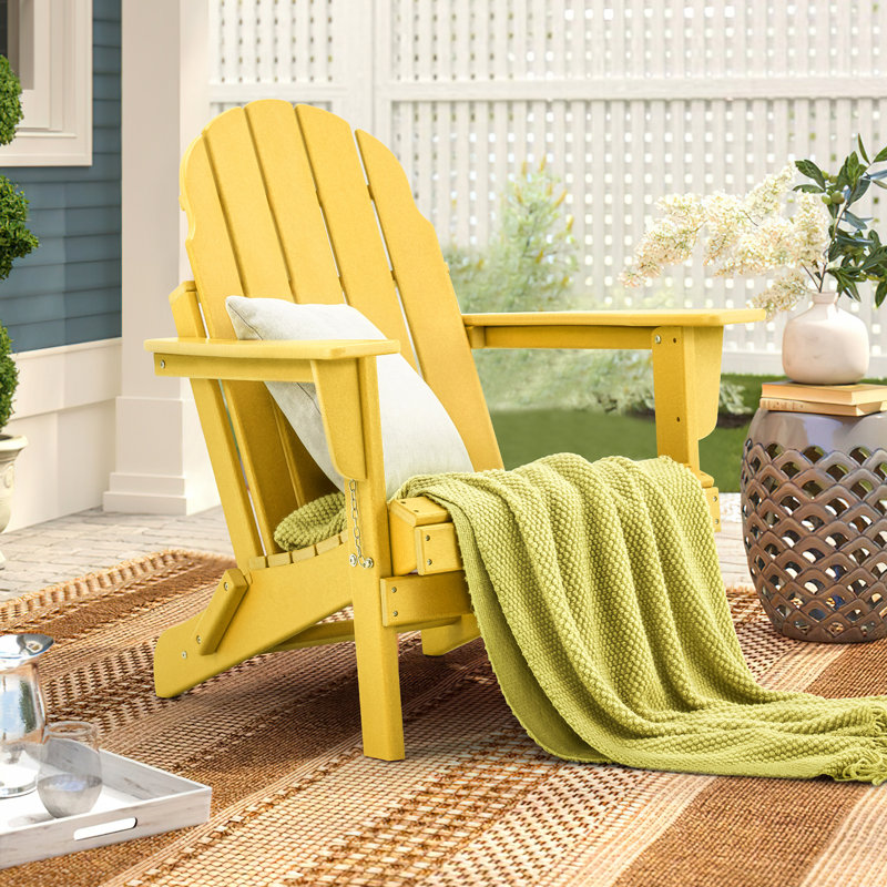 Chaise Adirondack d'extérieur, chaise résistante aux intempéries, chaises de foyer d'extérieur, Jaune