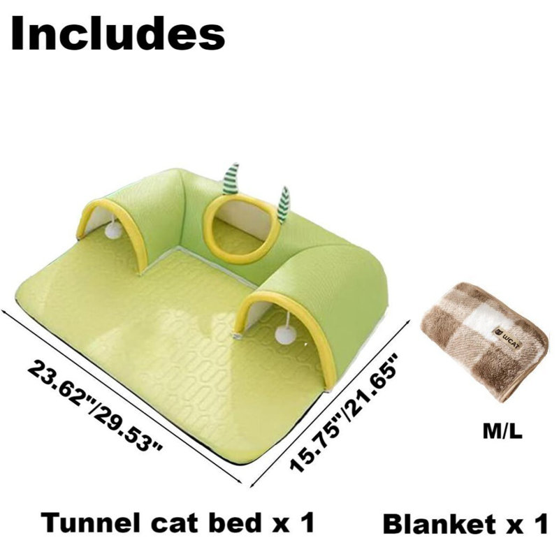 Tapis de lit pour chat Tunnel de jeu polyvalent pour chat | Coussin interactif pour jouets | Lit tunnel pour chats d'intérieur