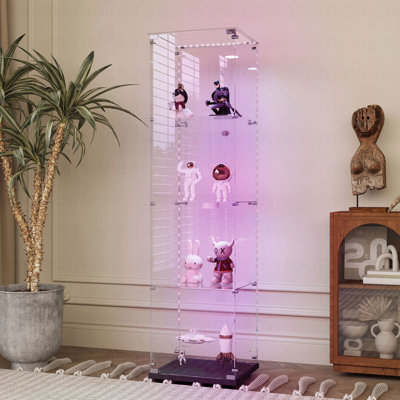 Vitrine en verre trempé, armoire à vin, armoire de rangement, classeur, avec bande lumineuse à DEL Bluetooth, serrure sur la porte, équipée en fonte, facile à déplacer, pour le salon,