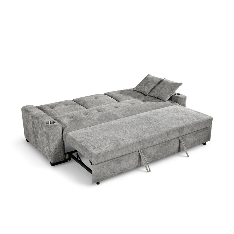 3 Seater Sofa Bed, Grey Chenille