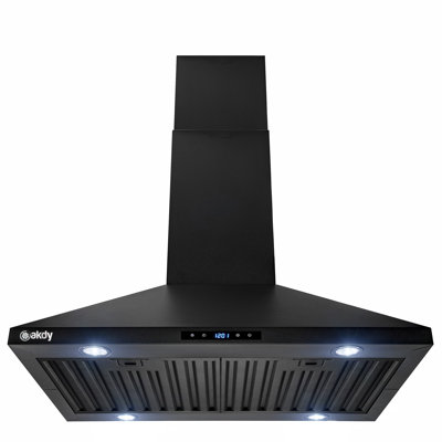 30-in Convertible 343-CFM Island Range Hood in Black Painted Stainless Steel
