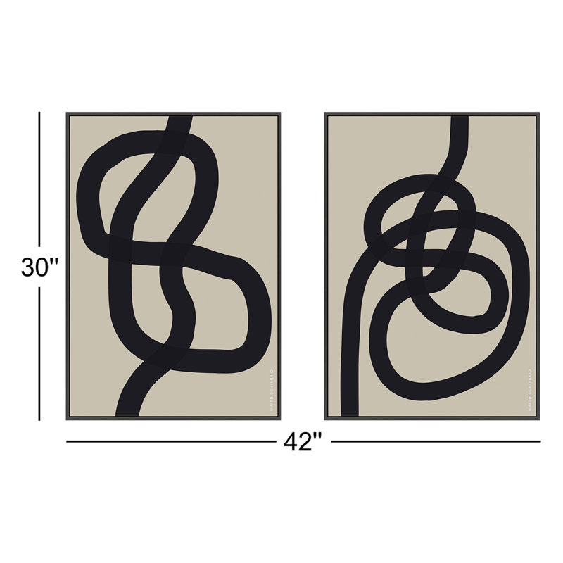 Intertwined Print by Romina Gadler, Black Framed Canvas, 30" H x 42" W x 1.25" D