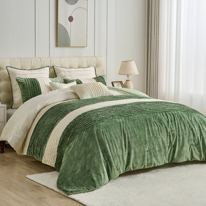 Ensemble de courtepointe 3 pièces Wonderful Luxurious, Patchwork vert menthe