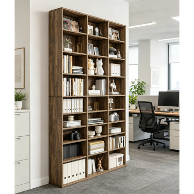 DVD Rack Tower, 9-Tier Media Storage Cabinet with Adjustable Shelves CD Storage for CDs Books Games Blue Rays, Rustic Brown