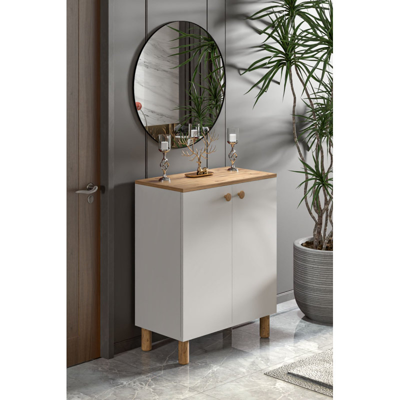 Armoire polyvalente moderne, pin atlantique et blanc, 27,6 po x 35,8 po x 13,8 po | Panneau de particules 100% mélaminé, épaisseur: 0,7 pouce | Nombreuses tablettes murales au design élégant pour le rangement de la maison et du bureau