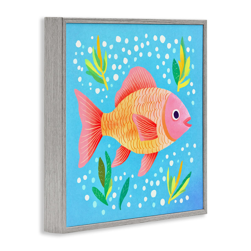 «Happy Fish Underwater», estampe numérique encadrée par Andrea Haase, Cadre gris, H 17 po x l 17 po