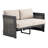 Vento Modern Coastal Aluminum Outdoor Loveseat with Breathable Mesh Panels and Olefin Cushions