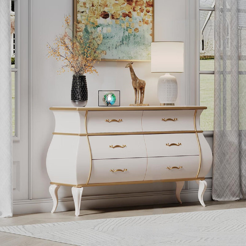 Practical Six-Drawer Sideboard, White