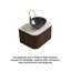 Meuble-lavabo mural 24 po à bords courbés rayés avec lavabo et tiroirs, cuve en céramique noire avec pierres-664953709