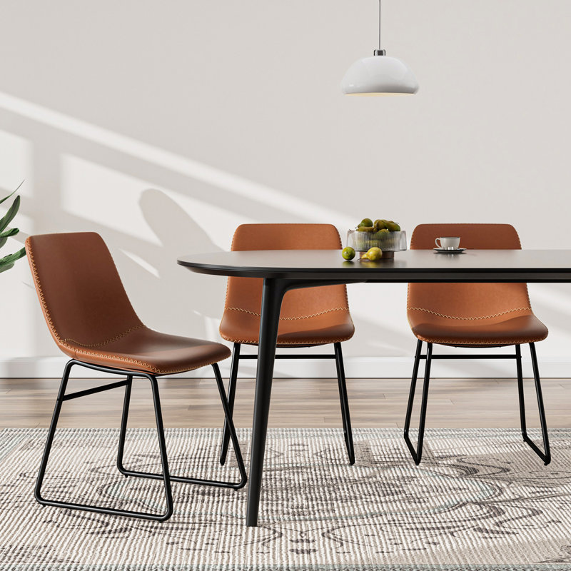 Chaise rembourrée en similicuir Ipke, Brun