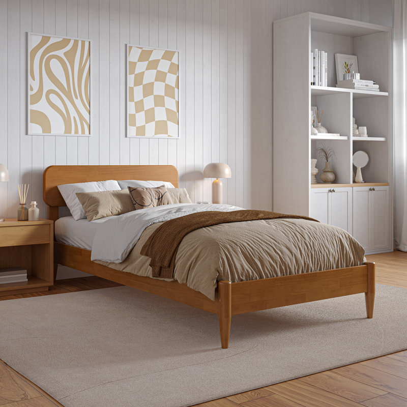 Lit à broches en bois massif Vetu, Simple TG, Caramel clair