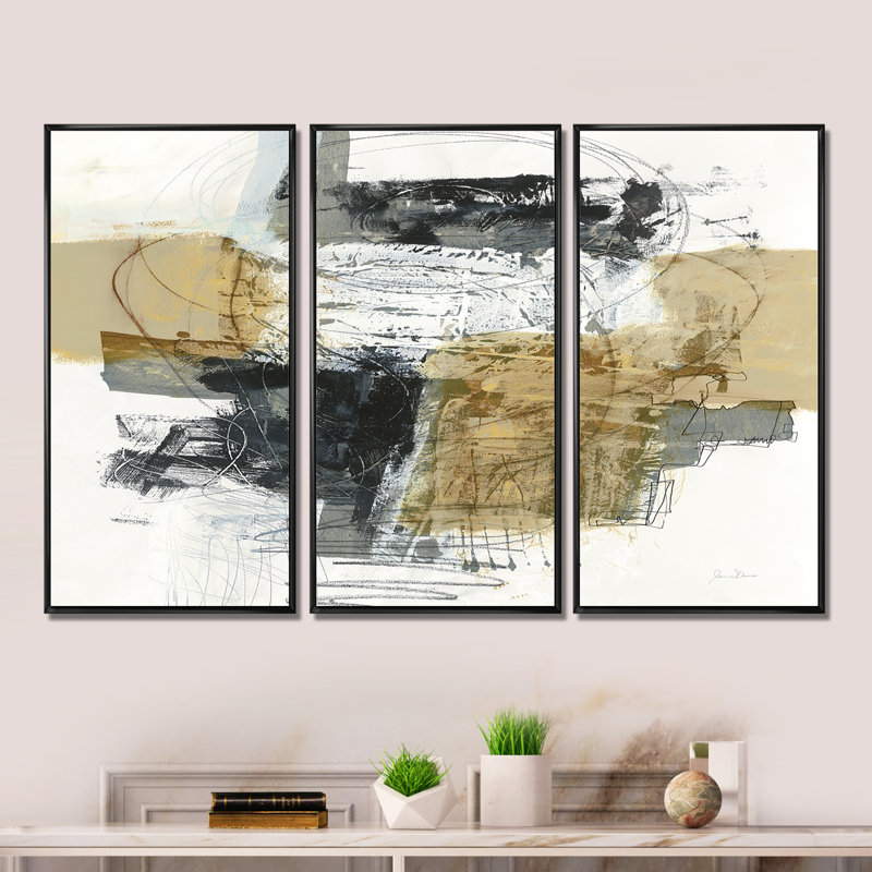 Glam Cream Dream II - ensemble d'art moderne sur toile encadrée moderne et contemporain de 3