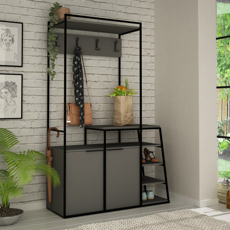 Pal 116 cm W Hallway Set with Shoe Storage, Anthracite