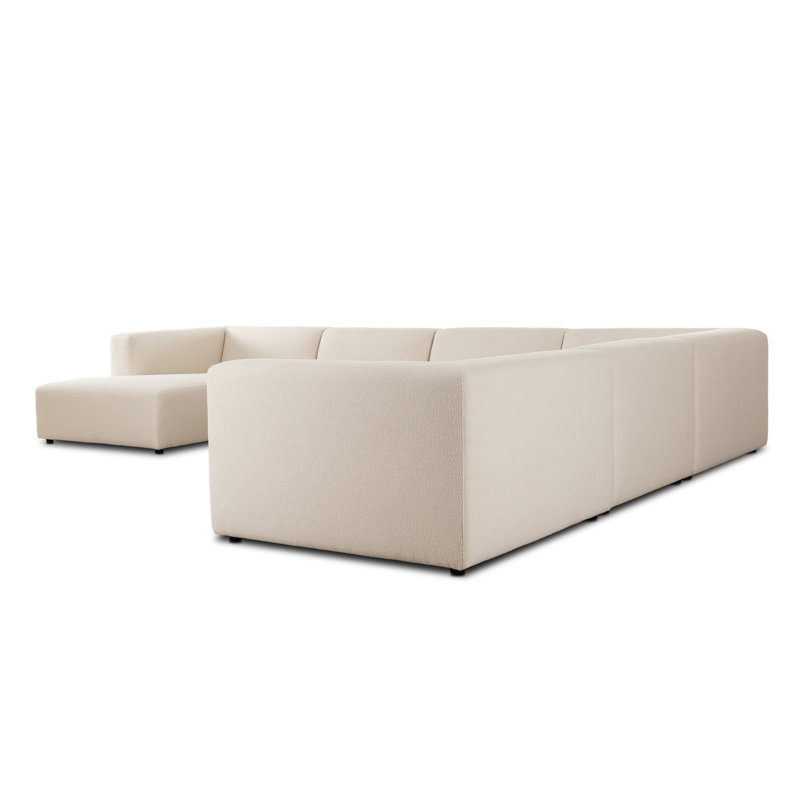 Lawndale 6PC Sectional W/ LAFC-Saxon Charcoal, Left Hand Facing, Fayette Cloud Polyester Blend