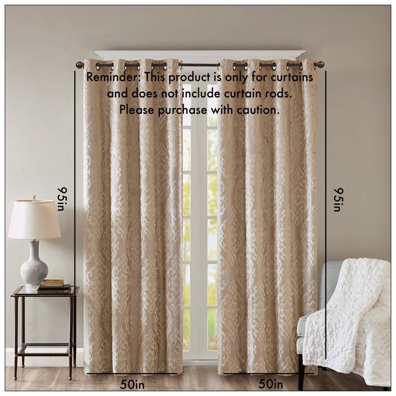 Cullie Blackout Single Curtain Panel, 50" W x 95" L, Champagne