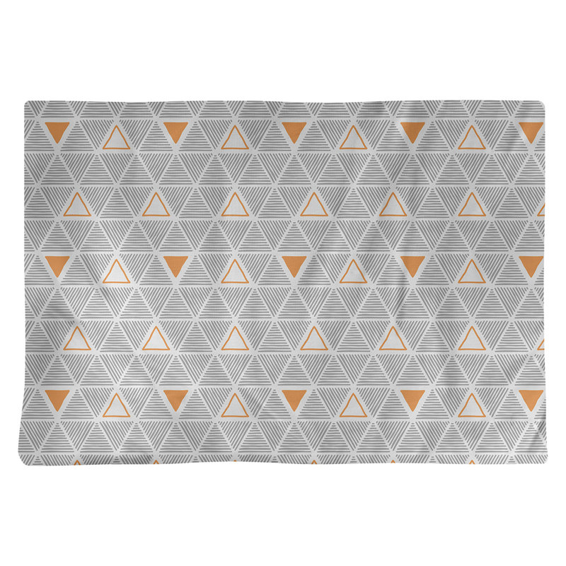 Napperon de 18 po en coton dessiné à la main triangle, Gris / Orange, polyester