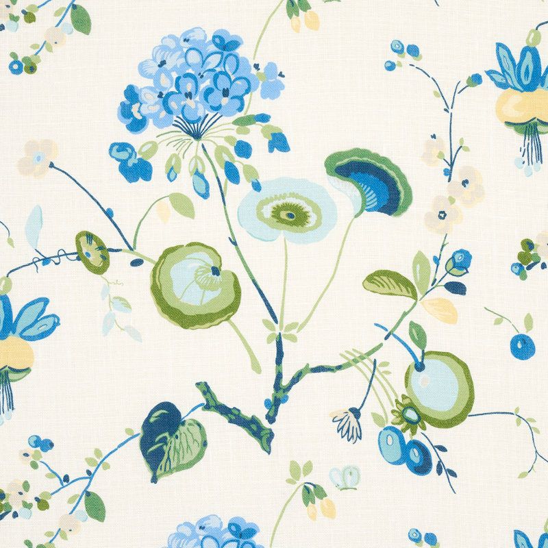 Tissu en lin Vasily, Vert et bleu