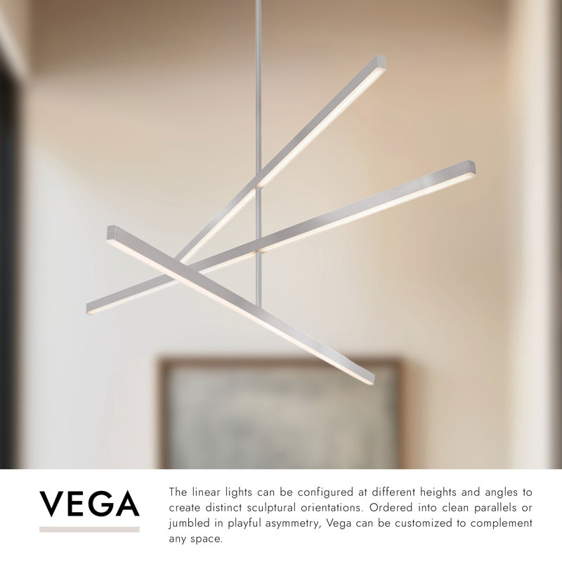 Vega 3 - Light LED Pendant, 16.5" H x 56" W x 56" D, Brushed Nickel