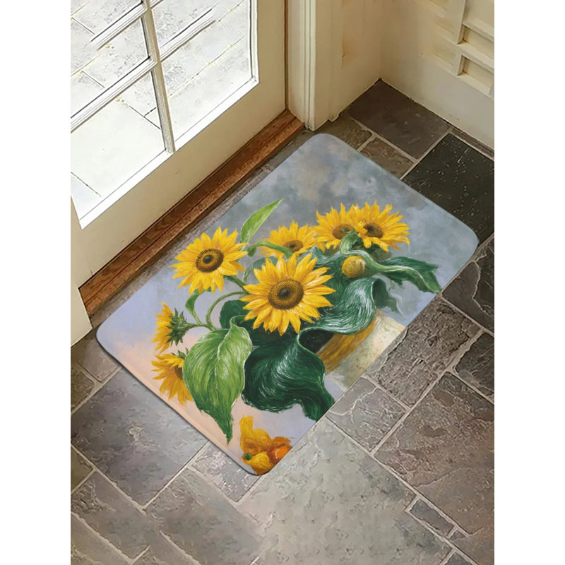 Sunflower Bouquet Patterned Bath Rug, 36 X 24