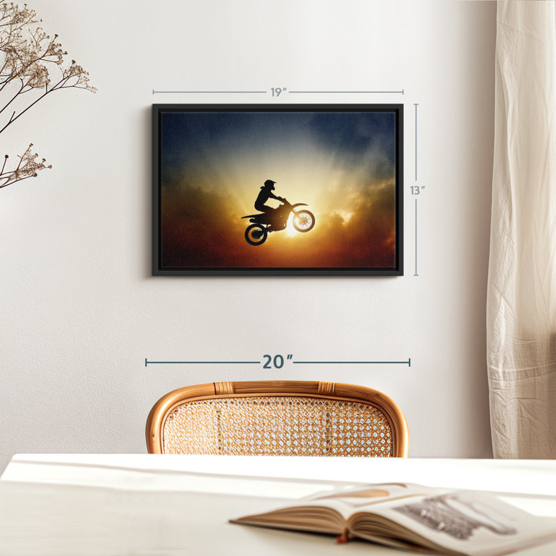 Impression sur toile «Dirt Bike Sunburst», H 13 po x l 19 po