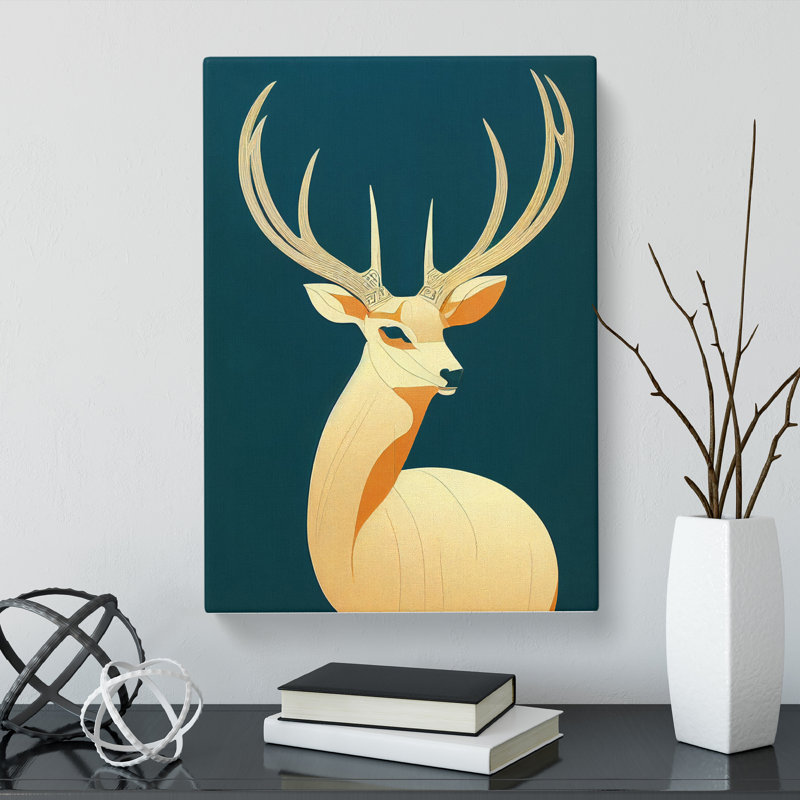 Deer Deco Style - Wrapped Canvas, 60cm H x 40cm W x 3cm D