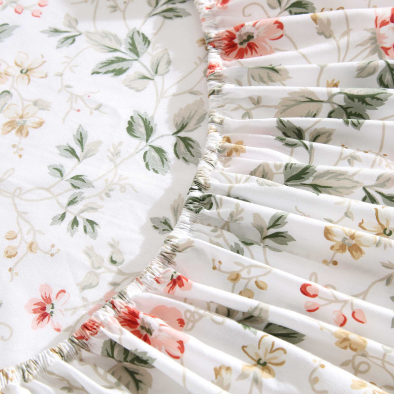 Percale Novelty 200 Thread Count Printed Cotton Sheet Set, King Sheet Set with 2 King Pillowcases,  Gold Meadow Floral