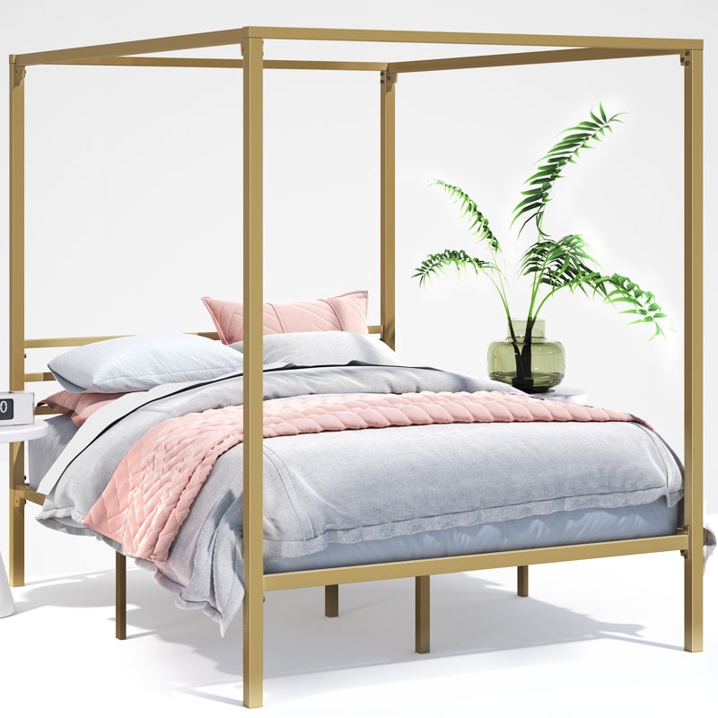 Toulouse Metal Canopy Bed Frame, Gold, Kingsize (5')