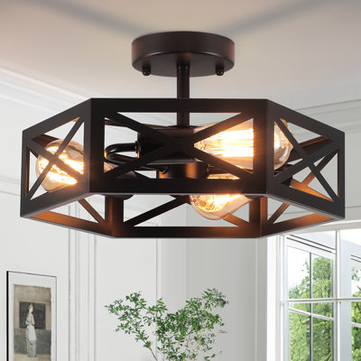 Plafonnier encastré à cage géométrique 3 lumières Bonnyrigg