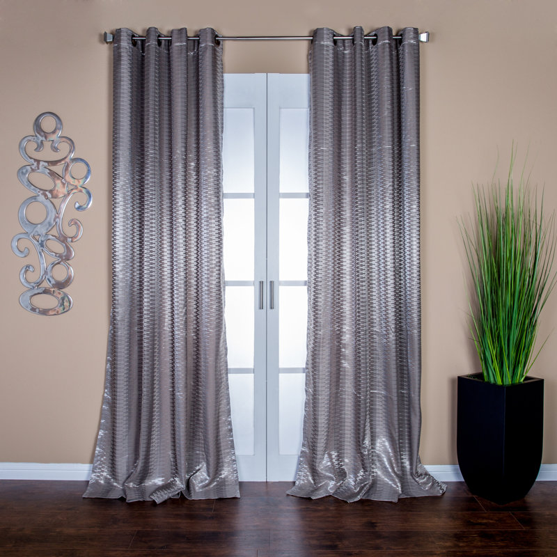 Mundt Polyester Semi Sheer Curtain Single Panel, Taupe