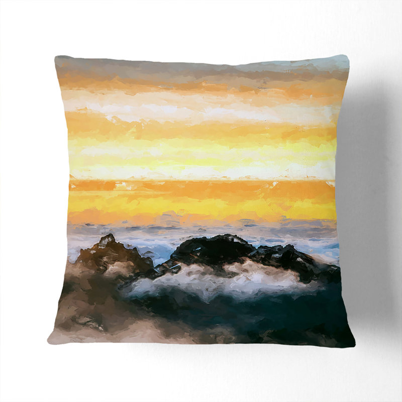 Mountain Peaks Cushion with Filling, 55cm H x 55cm W x 20cm D, Black