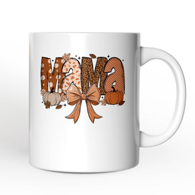 Mama Coquette Autumn Mug, Cozy Fall Pumpkins Gift for Mothers with Custom Name