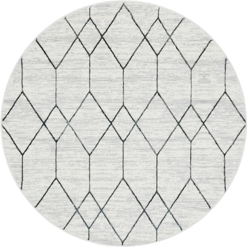 Tapis contemporain Clidy couleur acier, Rond 8 pi