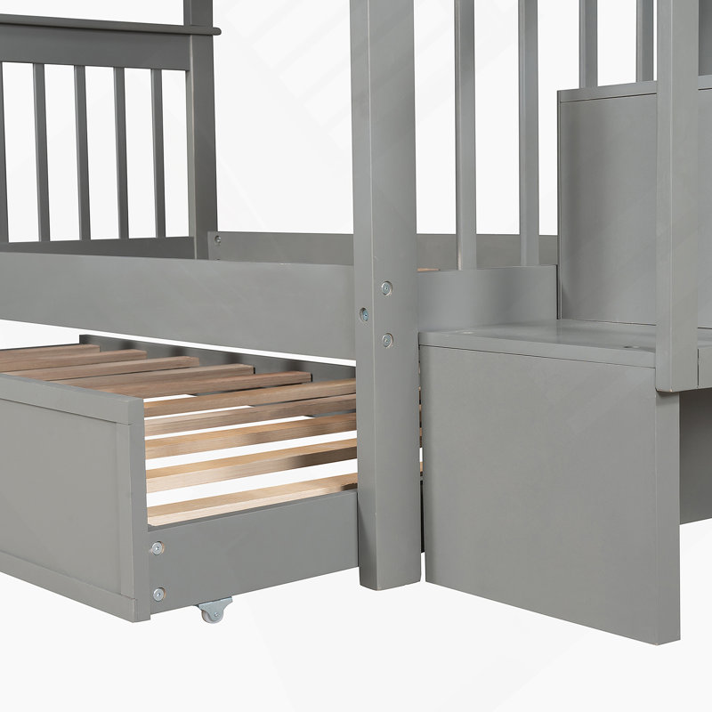 Stairwayover- Bunk Bed With  Trundle  Bedroomdormadults Old Sku: LPAAE, Grey