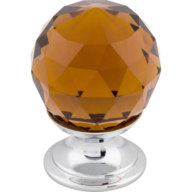 Wine Crystal 1 1/8" Diameter Round Knob, Wine, Polished Chrome