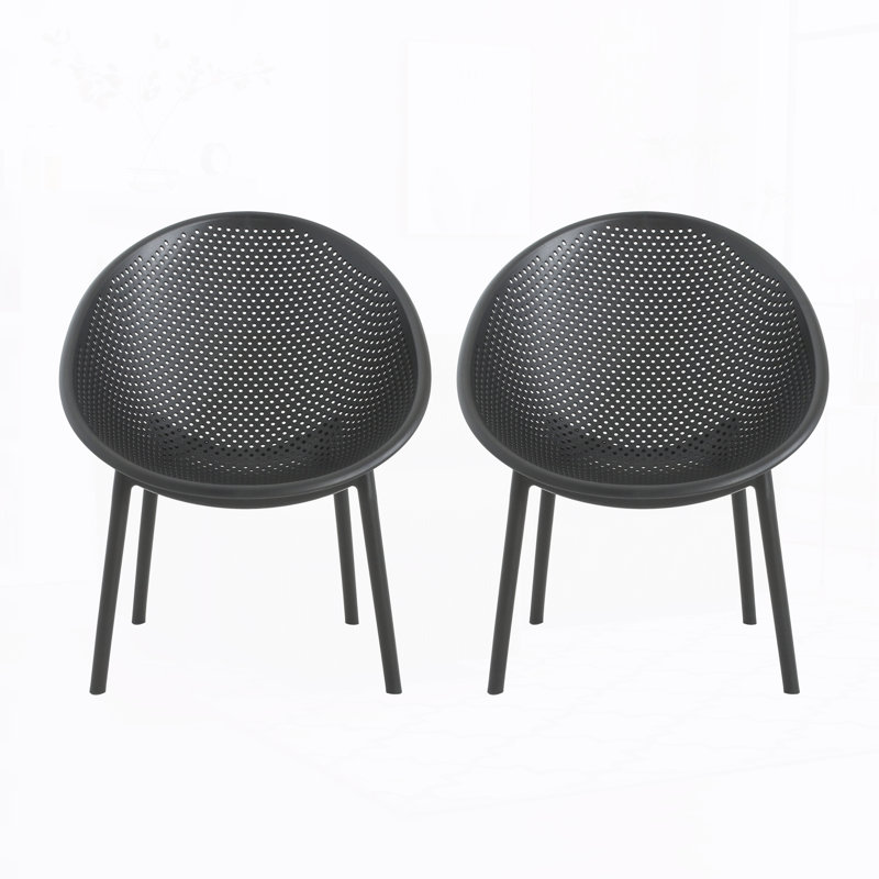 Chaise d'appoint d'extérieur (ensemble de 2), Noir