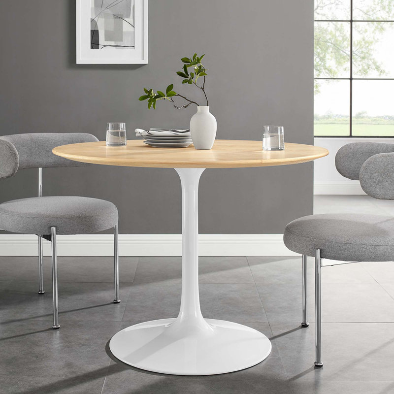 Table de salle à manger Silver Orchid Fein, Blanc, Naturel, H 28,5 po x l 40 po x L 40 po