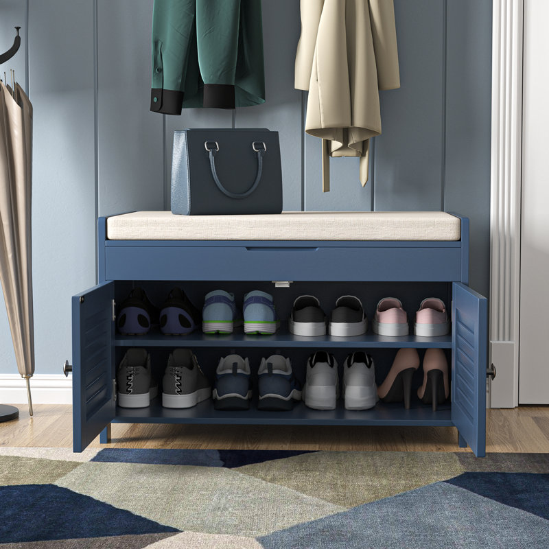 Mira 28" Wide Cabinet Storage Bench with Flip Top Storage, Blue