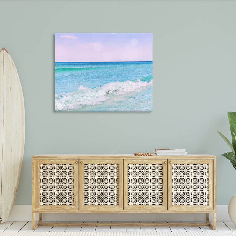 Plage avec ciel pastel, art mural sur toile par Christine Zalewski, H 36 po x l 48 po