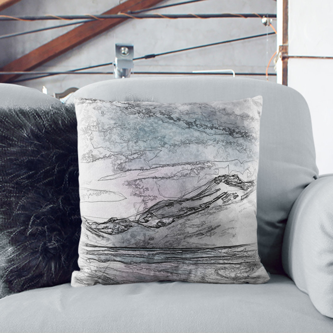 Mountain River in Italy Sketch Cushion with Filling